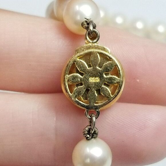 Vintage Long Faux Pearl Beaded Necklace with Sterling Silver Clasp, Classic - Picture 7 of 8